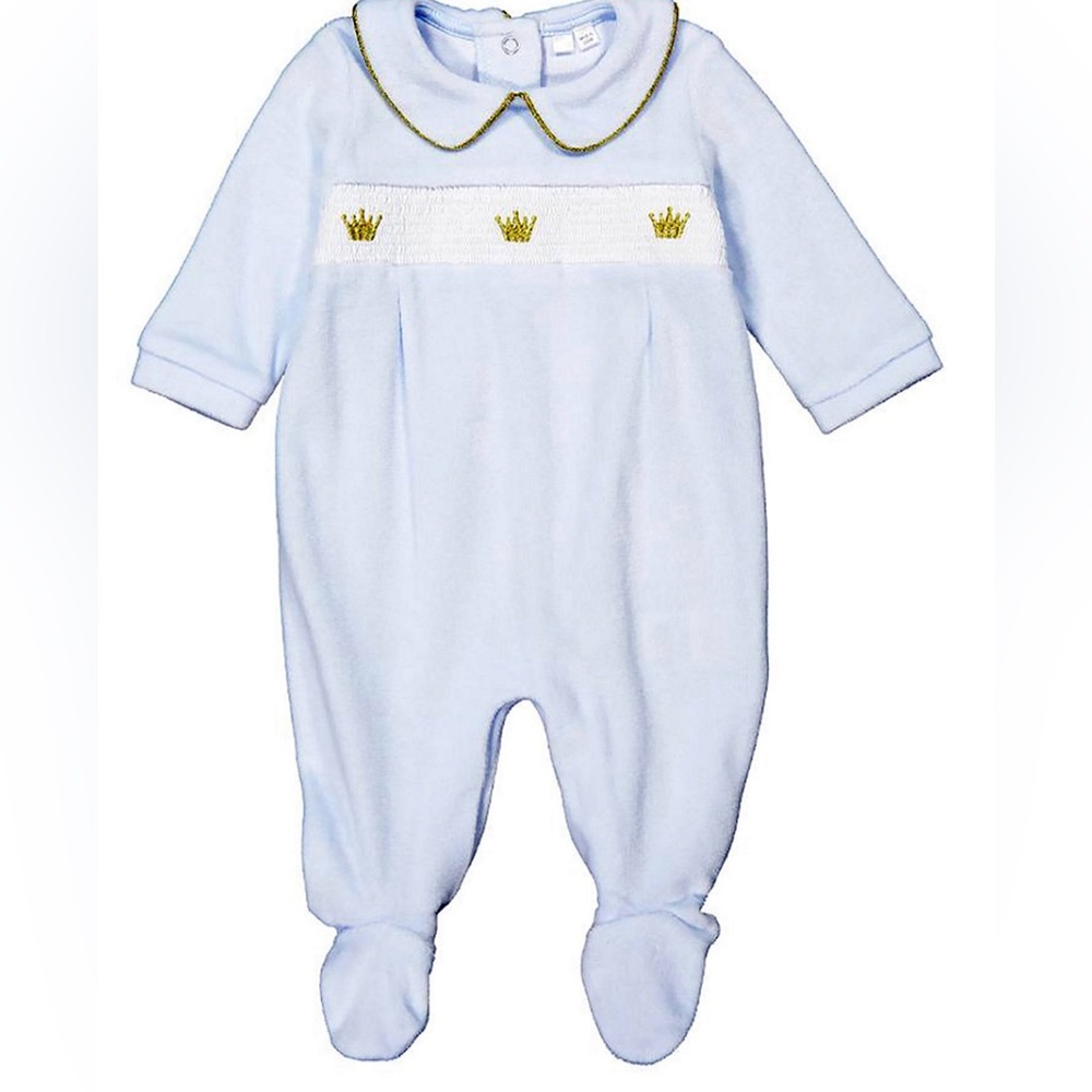 Bonjour Bebe Smoked Velure Footed Onesie Size 6-9 months